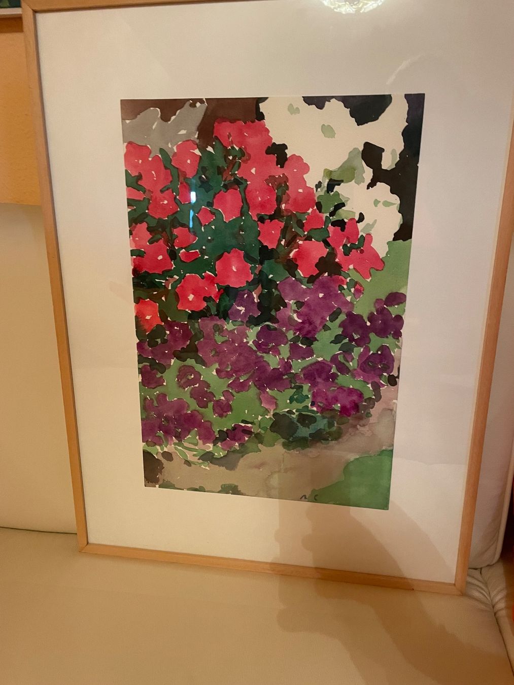 Gemälde: Blumen Aquarell, gerahmt, Original R.Candio – Gebraucht aus suberg von Phoo26