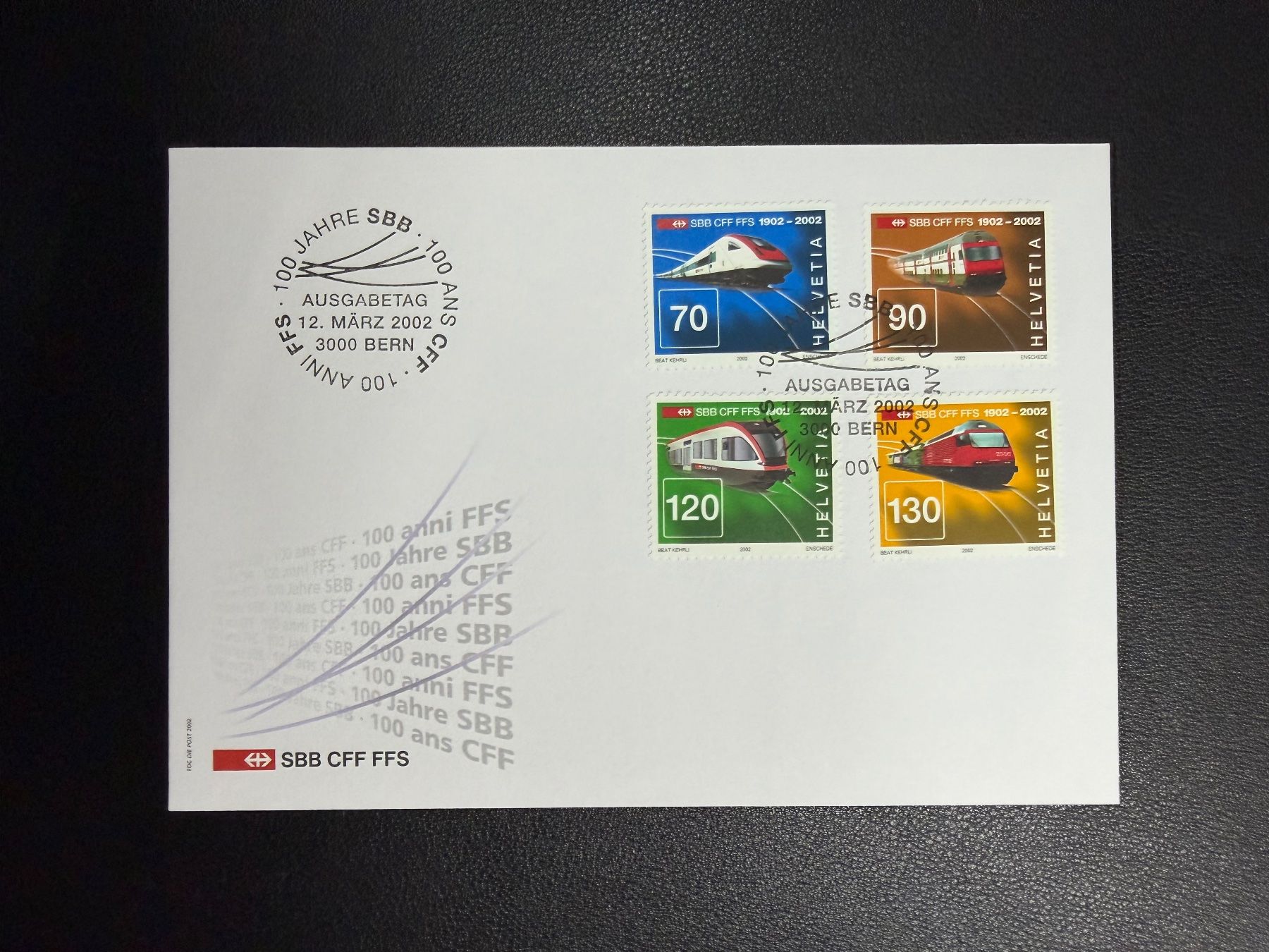 Tutti i francobolli: CH 100 Jahre SBB 2002 FDC – Usato da oberrüti venduto da jeanmei