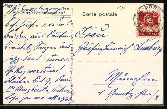 Cartes postales: AK St. Moritz, Carlton, Speisesaal – D'occasion à Berlin par bartko-reher 1