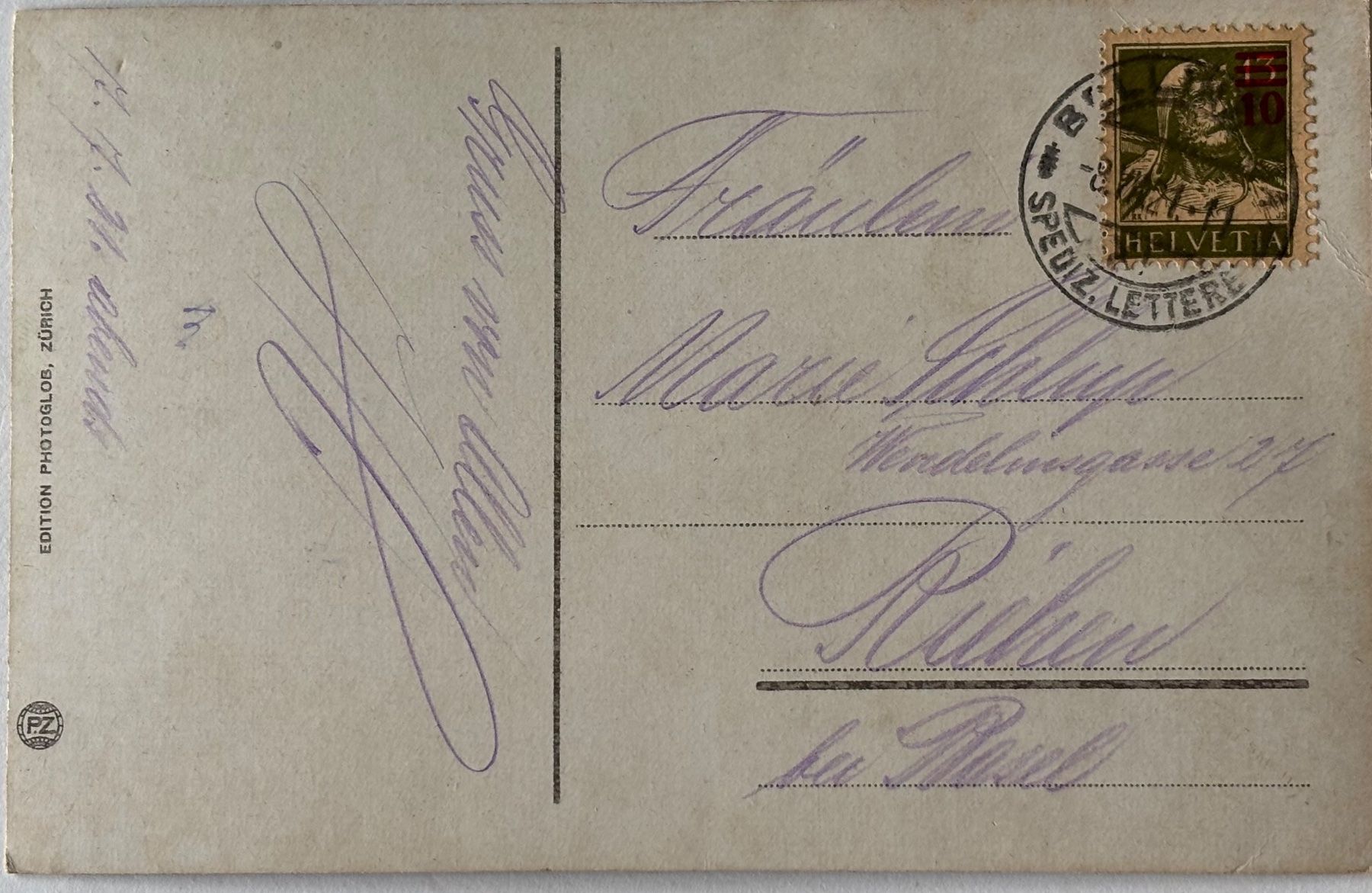 Cartoline postali: Bellinzona, Piazza della Collegiata, 1921 – Usato da Frauenfeld venduto da Merk52 1