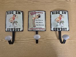 3er Set Vintage Kleiderhaken Pin Up Girl Retro Wandhaken