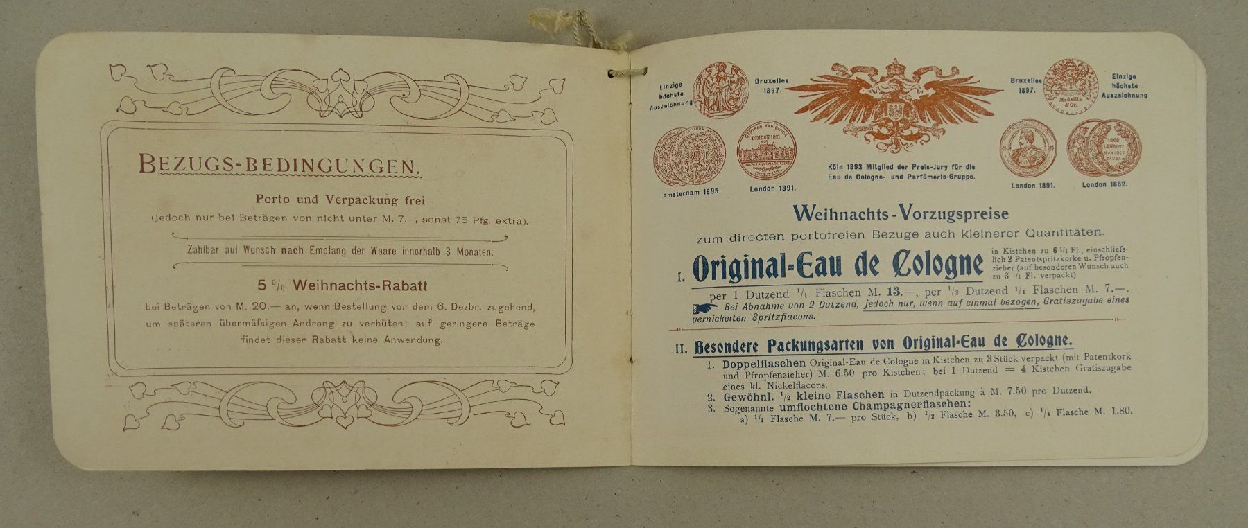 Documenti: EAU DE COLOGNE, PROSPEKT UM 1900, JUGENDSTIL – Usato da Grüningen venduto da Kartensammler 2