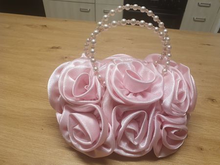 Handtasche / Täschli rosa Rosen-Look mit Perlen - Neu!
