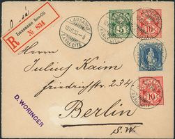1900 - Wertziffer - Stehende Helvetia - Brief - nach D