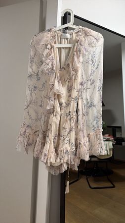 Zimmermann Dress Size 0 Floral Print Ruffled Mini