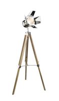 Stehlampe EVY Holz, Chrom