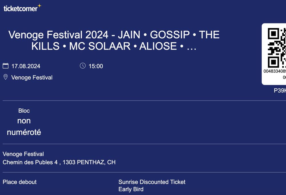 2 billet pour le Venoge Festival le 17.08.24 (Neuf (Voir description ...