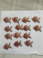 Holzknöpfe Fische bunt 14 Stk.  Nähen Basteln