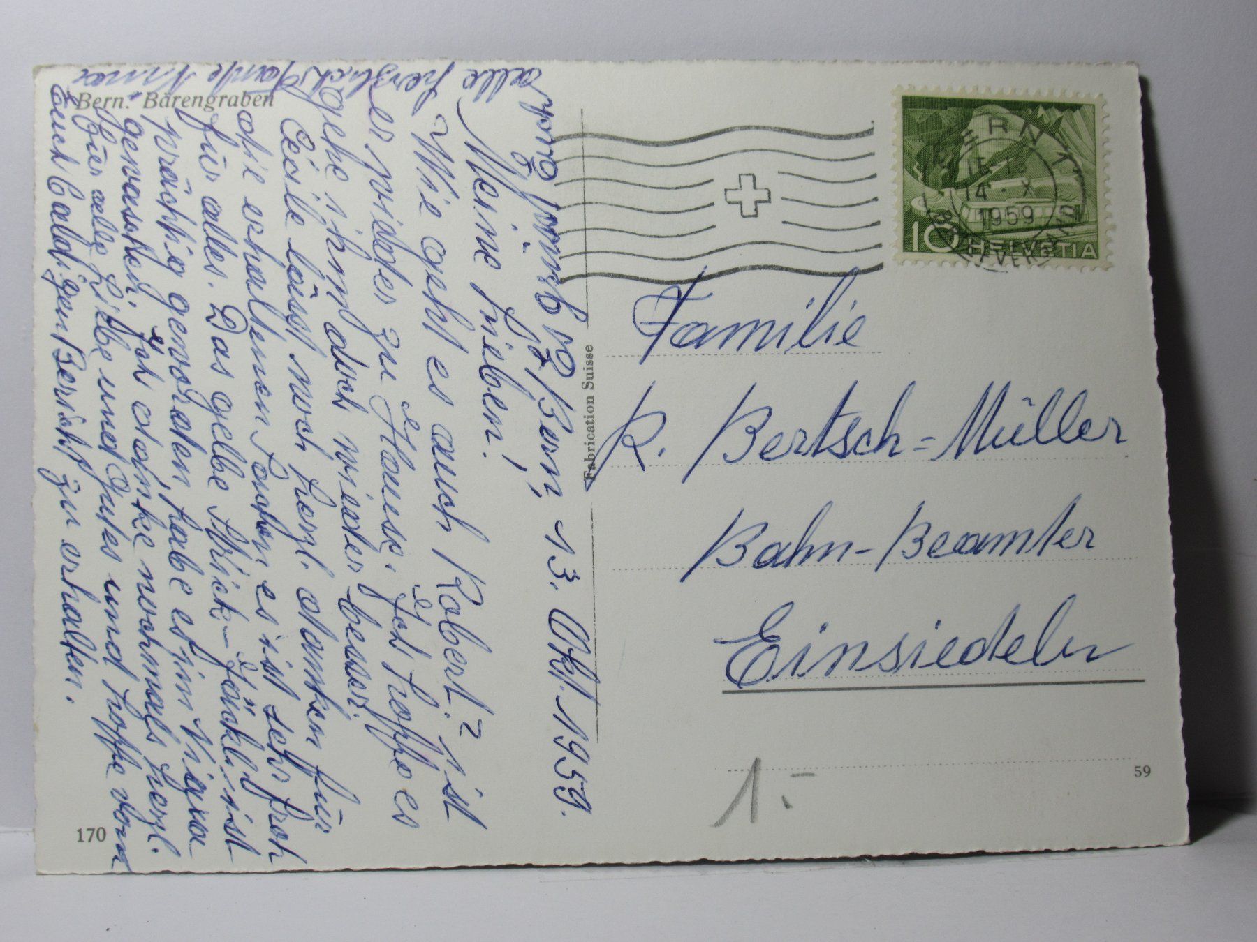Ansichtskarten: Bern ,  Bärengraben , Bären  1959 – Gebraucht aus Grenchen von Bluemchen1900 1
