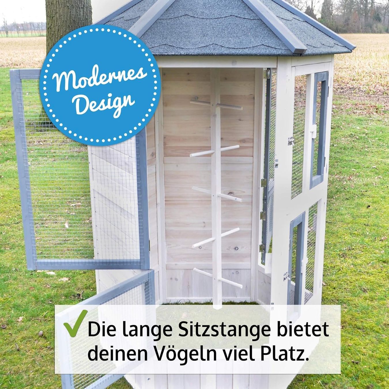 Gabbie, trasporto & Sicurezza: Vogelvoliere Luise Vollholz + Sitzstange – Nuovo e nell'imballaggio originale da Bottighofen venduto da zaap 5