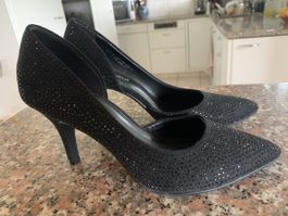 Elegante Glitzer Pumps Gr. 37, Catwalk, schwarz