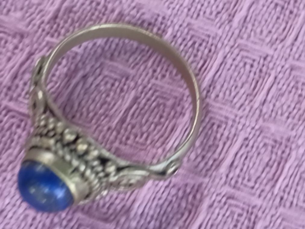 Anelli: Vintage Silber Ring mit Lapislazuli, Gr.16-17 S, Indien – Usato da Münchenbuchsee venduto da babilibern 6