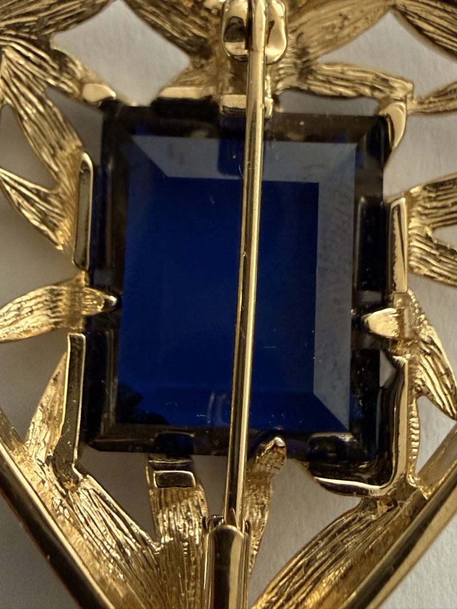 Spille & Fermagli: Goldfarbene Herzbroche mit blauem Stein Pierre Lang – Usato da Goldach venduto da Messerguru 6