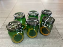 6 Bülacher-Gläser - Einmachgläser - 1 l - niedrig - Vintage
