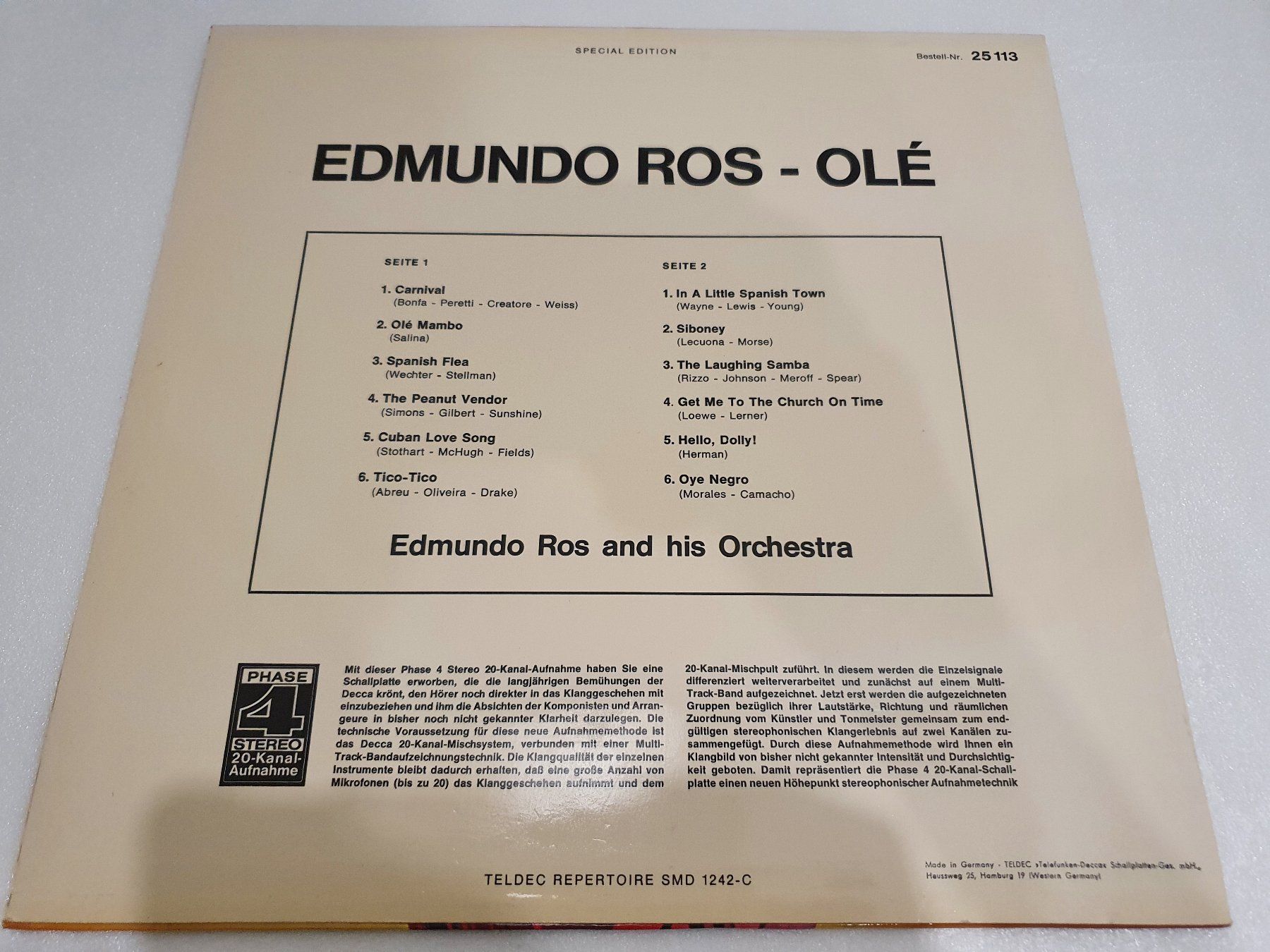 Dischi in vinile: Edmundo Ros – Olé – Usato da Uster venduto da Vinyl-Leidenschaft 1