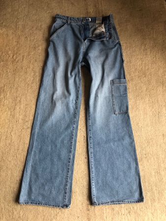 H&M JEANSHOSE, GR.38, HELLBLAU, WEITES BEIN, HIGH WAISTE