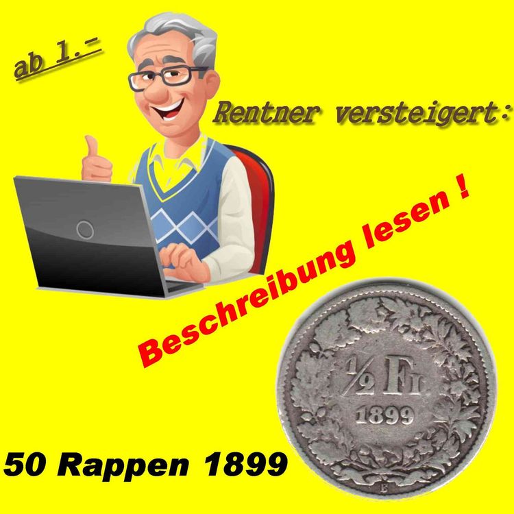 50 Rappen ( 50 Rp. ) 1899 schön bis sehr schön Kaufen auf Ricardo