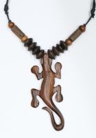 Halskette Echse Gecko mit Anhänger aus Holz
