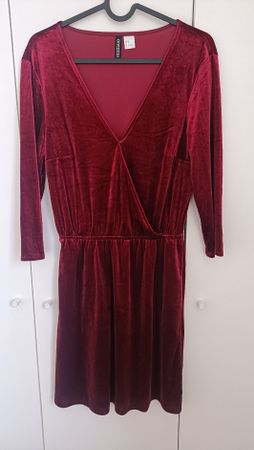 Burgundy Velvet Wrap Dress from H&M– Size 38