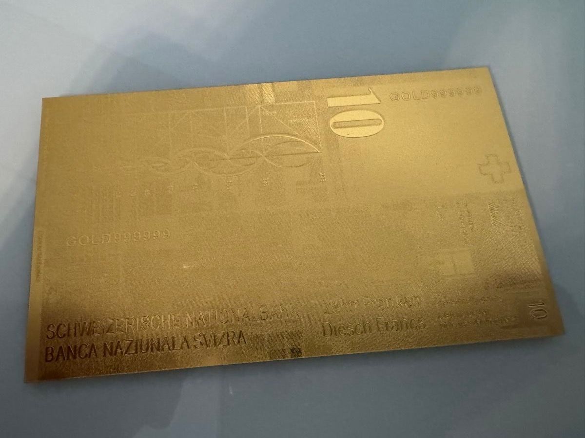 Banconote: Schweizer Banknote vergoldet 10.- *Neu – Nuovo (secondo la descrizione) da Thalwil venduto da blackcircle 1