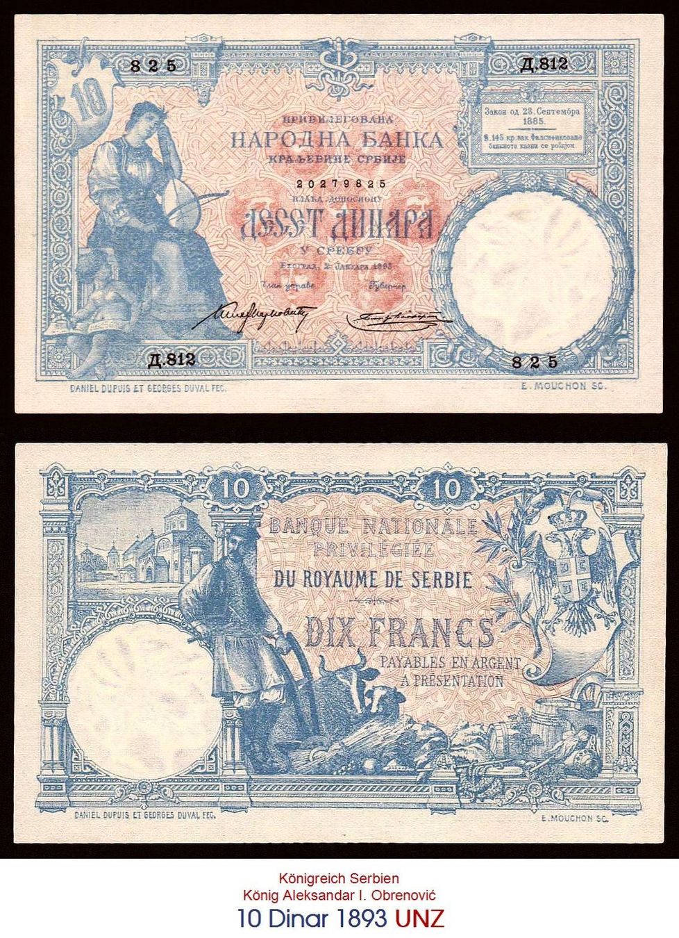 Banconote: 10 Dinar 1893 UNZ – Nuovo (secondo la descrizione) da Flamatt venduto da samowarow