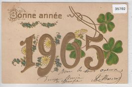Bonne Annee 1905 - Kleeblatt - Präge-Litho