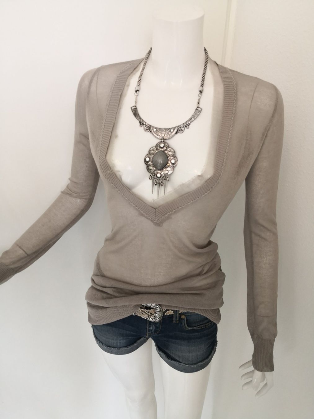 Pullover & Sweatshirts: 🤩POIS STRICK-PULLOVER BEIGE 100% SEIDE MIT CHIFFON-BORD – Neu (gemäss Beschreibung) aus Olten von Naja-Twins-Twins 4