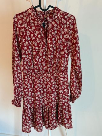 Mango Brick Red Floral Dress – Above Knee, Size XS