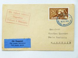 Flugkarte 1.Flug BASEL - MANNHEIM 28.IX.1925, SSt.