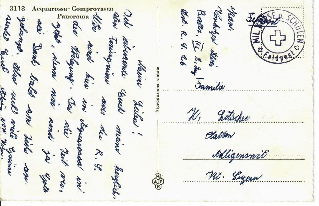 Cartoline postali: Acquarossa - Comprovasco – Usato da Hochdorf venduto da Ziegel-16 1
