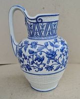 Seltener, antiker Keramikkrug mit Rosendekor um 1900