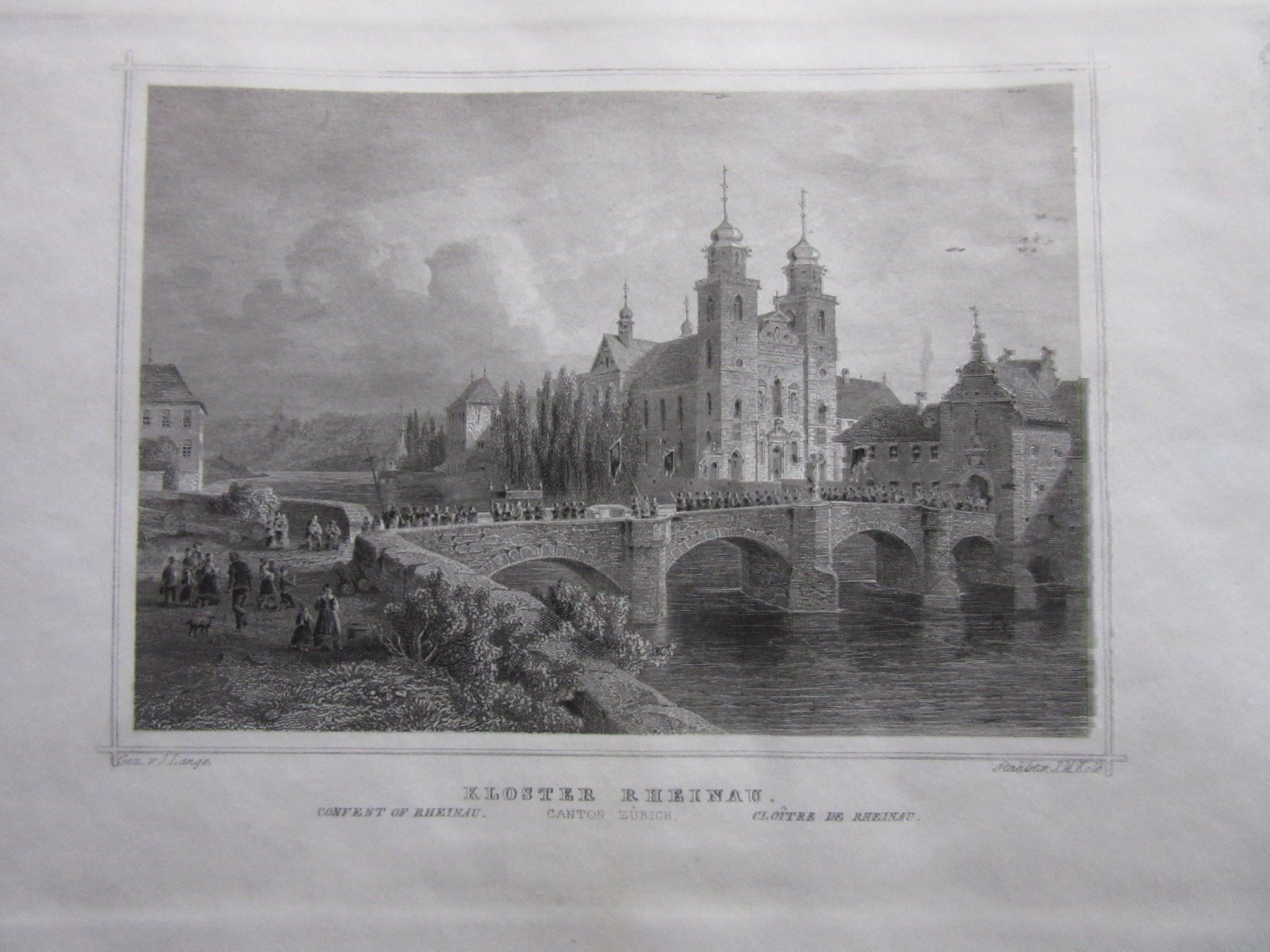 Incisioni: KLOSTER RHEINAU STAHLSTICH – Usato da Gersau venduto da grafik-kunst 1