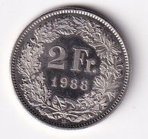 Schweiz 2 Franken 1988 fast unz