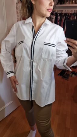 Weiße Bluse von Creation L – Gr. 48 – 100 % Baumwolle
