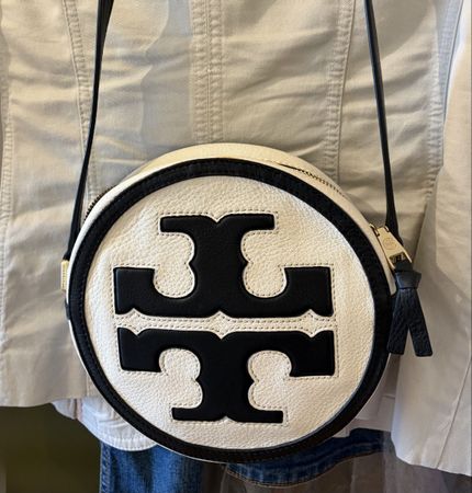 Sac rond Tory Burch blanc et noir