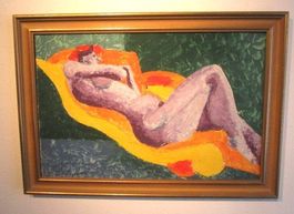 "Akt auf gelbem Sofa" von Joseph Beuret 1926-2009 Luzern