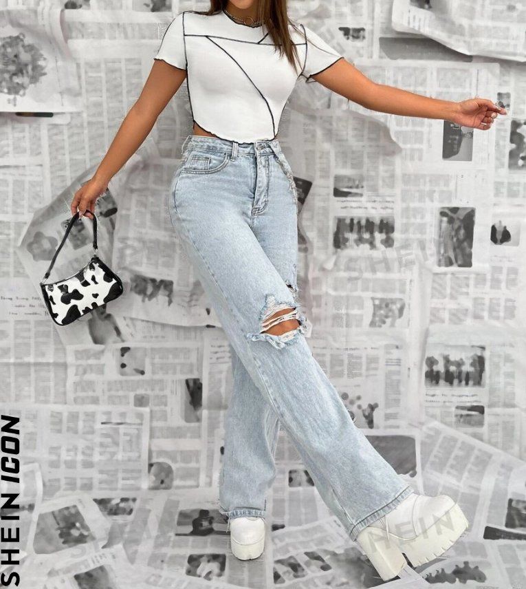 Shein Top: Crop Top, weiss, gerippt - S – Usato da St Gallen venduto da Giidi 5