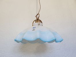 Vintage Hängeleuchte antik Murano Weiss und Blau De Majo, 60