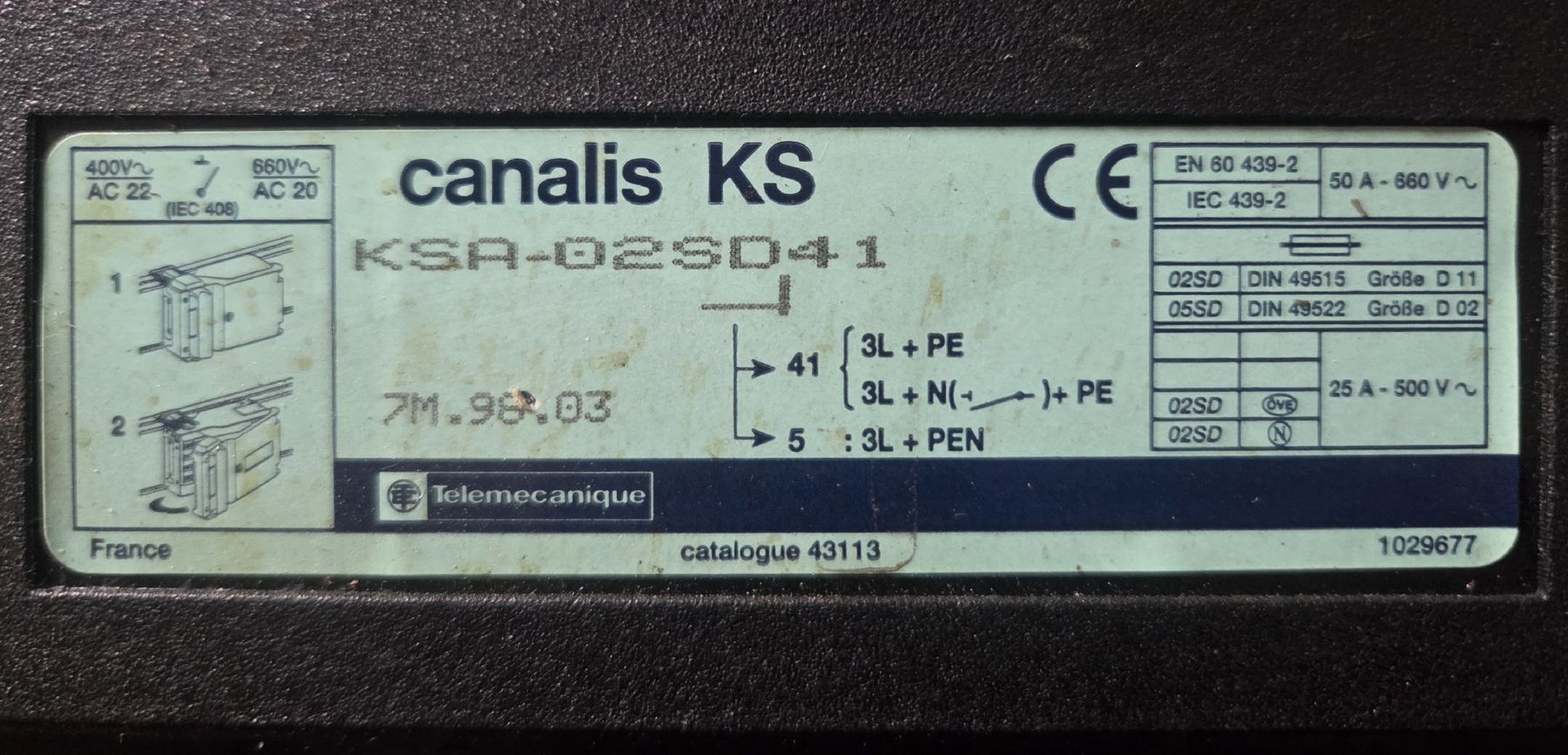 Alimentazione elettrica: Telemecanique CANALIS KS KSA-03SD41 – Usato da Quartino venduto da 123HOBIT 1
