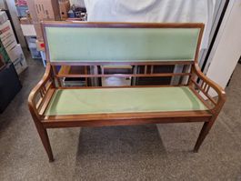Antike Biedermeier Sitzbank Nussbaum