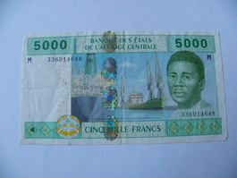 Banknote 5000 Francs Zentralafrika 2002, Guter Zustand
