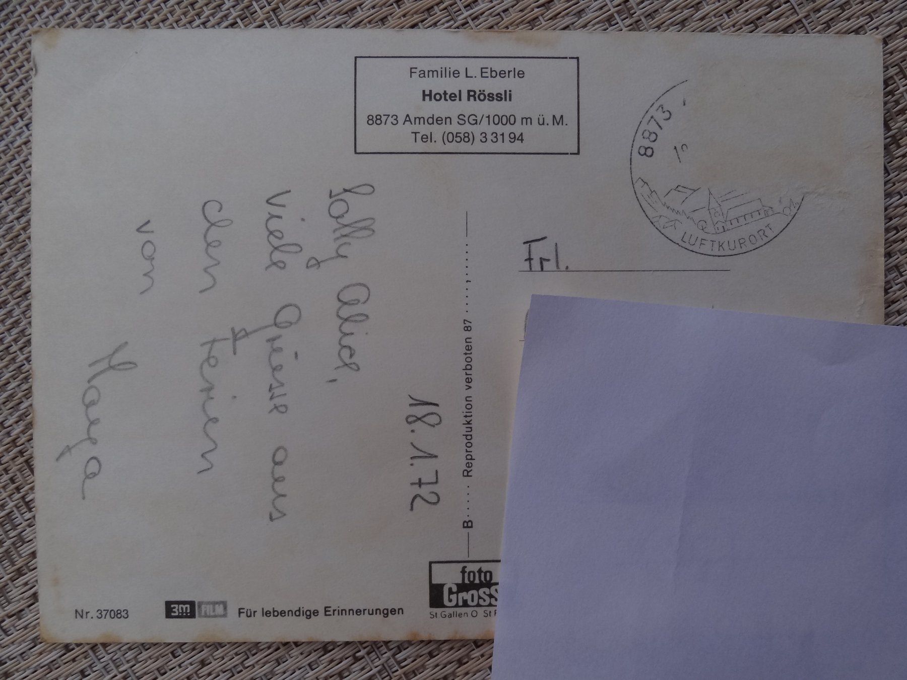 Cartoline postali: Amden - Hôtel Rössli - 1972 – Usato da St Léonard venduto da Riglin 1