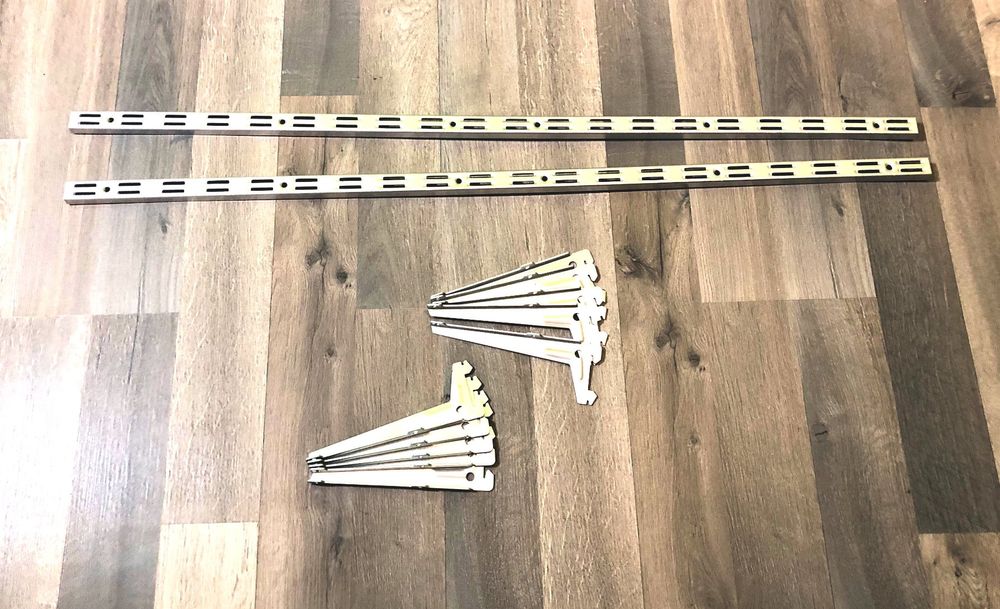 6 Stück Doppelschienen-Wandregalsystem – 63,5 Cm, Schwarz, Metall, Für Speisekammer, Waschküche, Garage