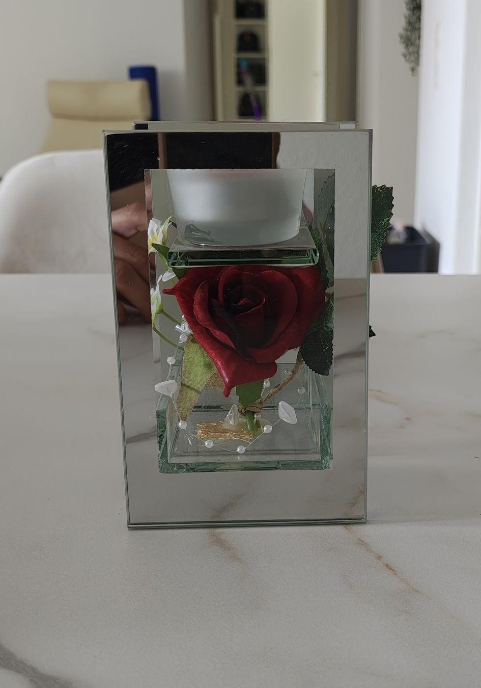 Portacandele: Glas Teelichthalter mit Rose – Usato da Rütihof venduto da iva_2yts 1