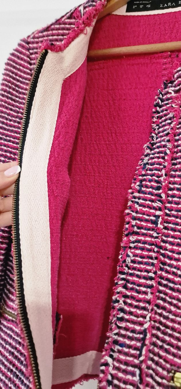 Zara Giacche: Elegante Zara Basic Jacke, Grösse M, Pink Tweed Look – Usato da Affeltrangen venduto da Szafaoli 4