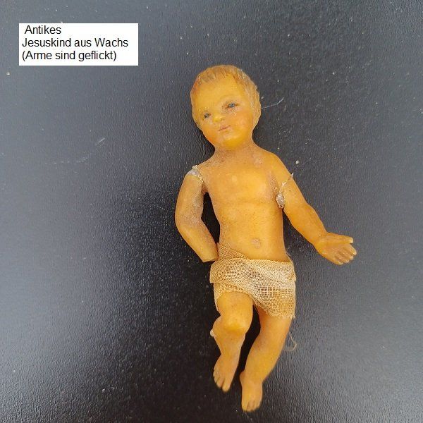 Statuette: JESUSKIND antik aus Wachs – Usato da Basel venduto da frassi