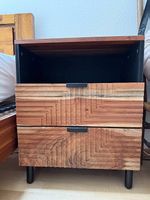 2x Nachttisch Bettschrank Akazie Massivholz braun schwarz