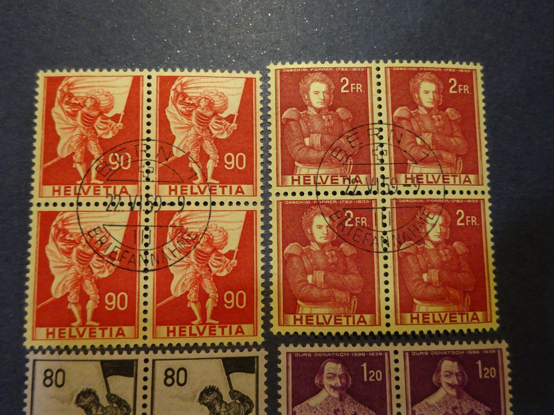 Tutti i francobolli: 1958 - 1959  4er Block mit Zentrumstempel – Usato da Appenzell-Steinegg venduto da adi1975 1