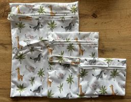 Set 3x Wetbag / Nasstasche / Beutel  Tier Motiv
