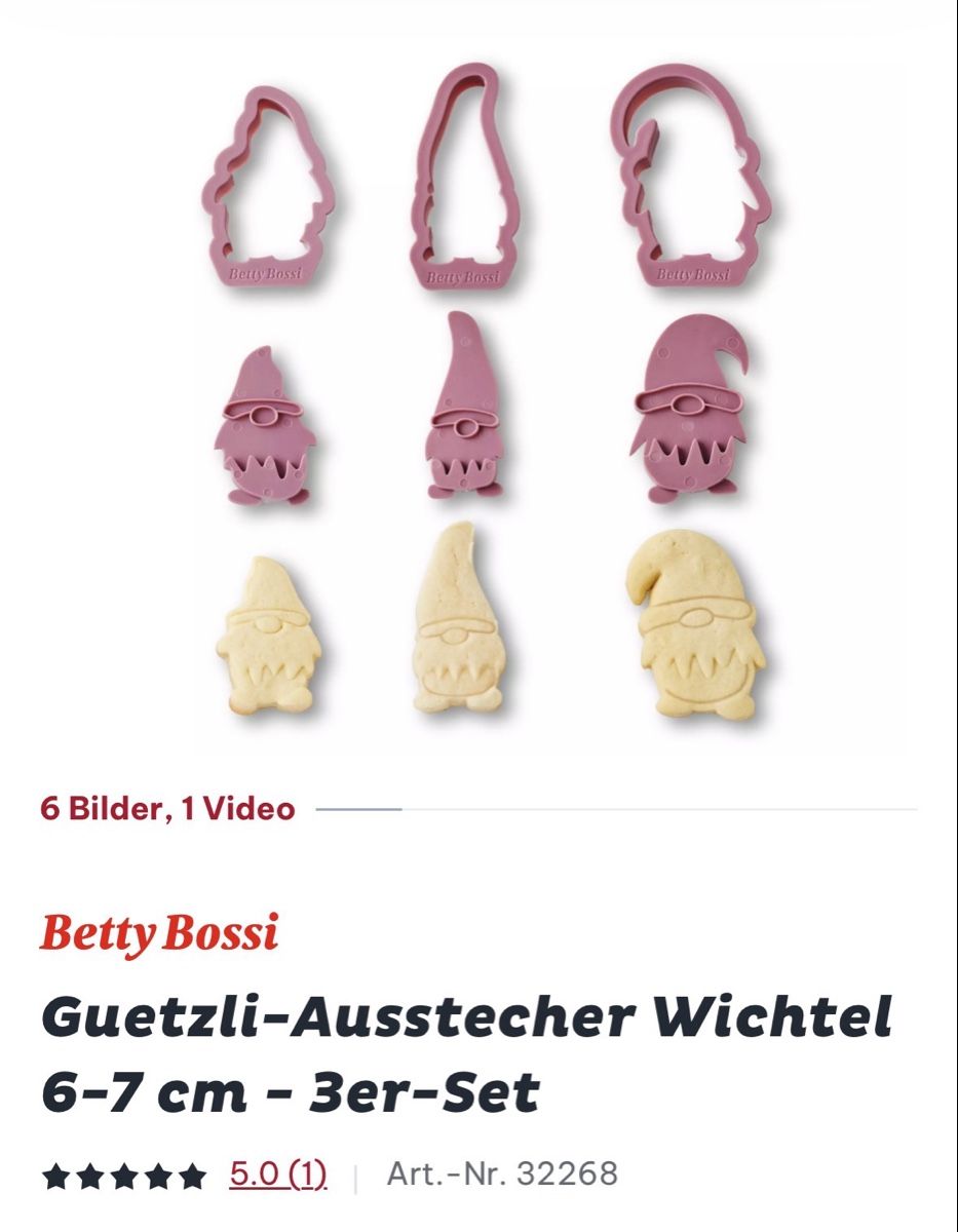 Betty Bossi Backformen: Guetzli-Ausstecher Wichtel 6-7cm-3er-Set – Gebraucht aus Thürnen von Lilie37 1